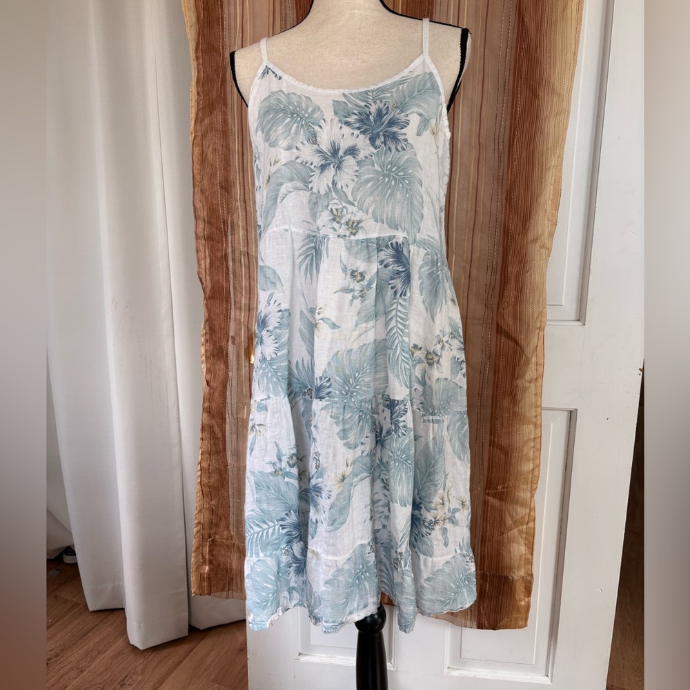 Italian 100% Linen Tropical Print Dress
